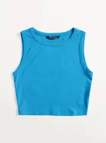 Muchica Áo hai dây màu trơn Giải trí - Màu xanh lam - Xem 5