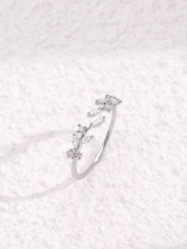 Cubic Zirconia Decor Cuff Ring