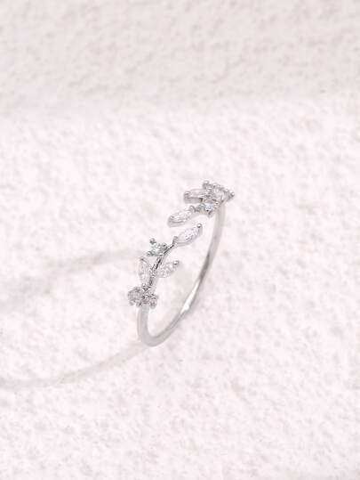 Cubic Zirconia Decor Cuff Ring