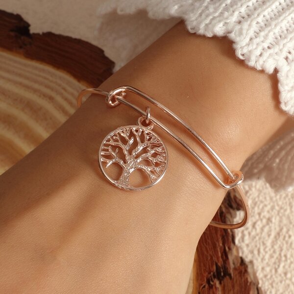 

Round Charm Bangle, Rose gold
