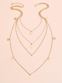 1 Đĩa & Tam Giác Charm Vòng Cổ Trang Sức Bằng Đồng - Vàng - Xem 2