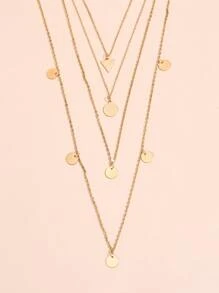 1 Đĩa & Tam Giác Charm Vòng Cổ Trang Sức Bằng Đồng - Vàng - Xem 3