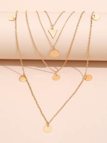 1 Đĩa & Tam Giác Charm Vòng Cổ Trang Sức Bằng Đồng - Vàng - Xem 4