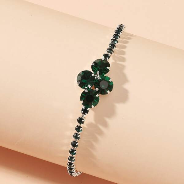 

Rhinestone Decor Bracelet, Green