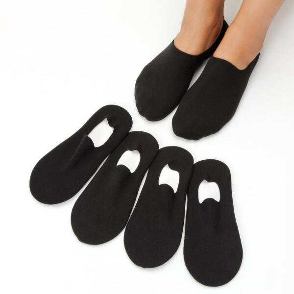 

5pairs Solid Invisible Socks, Black