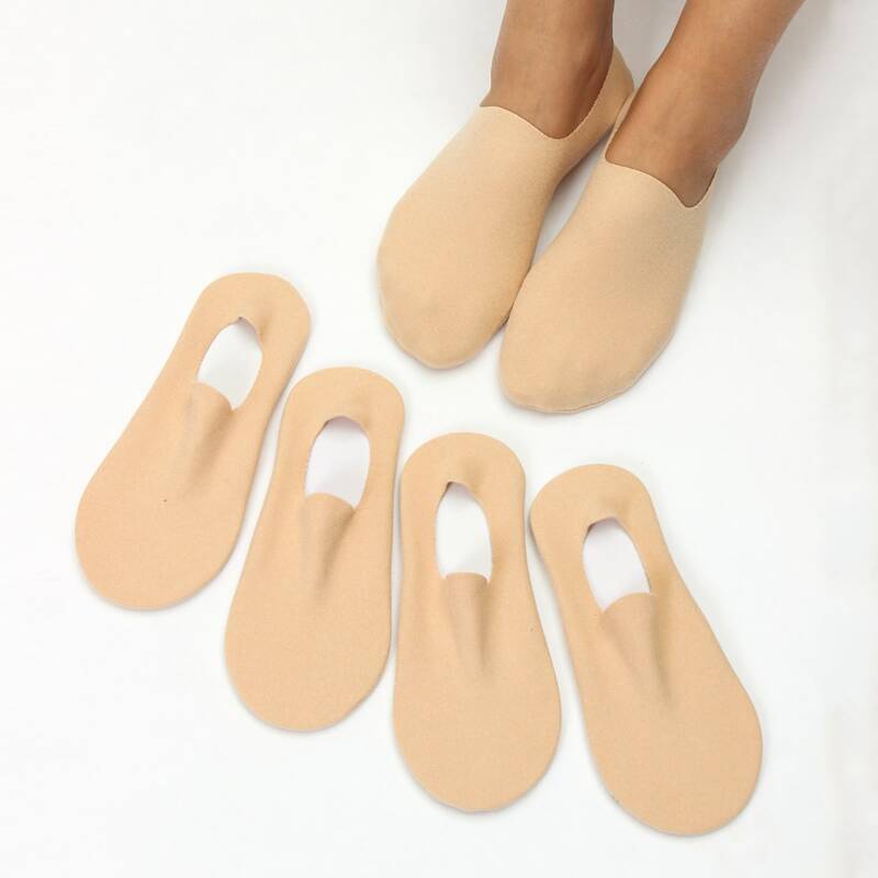 

5pairs Solid Invisible Socks, Camel