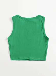 SHEIN EZwear Solid Crop Tank Top - Green - View 2