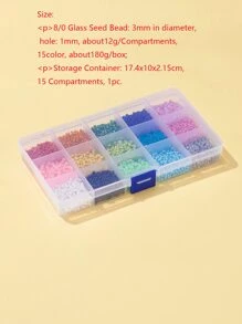 1 hộp 180G 15 màu 8/0 Glass Seed Beads Màu sắc trong suốt Lustered & Ceylon & Opaque Colors Rainbow & Colours Lustered & Transparent Round Mixed Color Bead Phụ kiện trang sức DIY - Nhiều màu - Xem 4