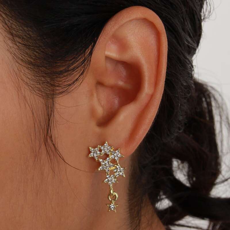 

Rhinestone Decor Earrings, Gold