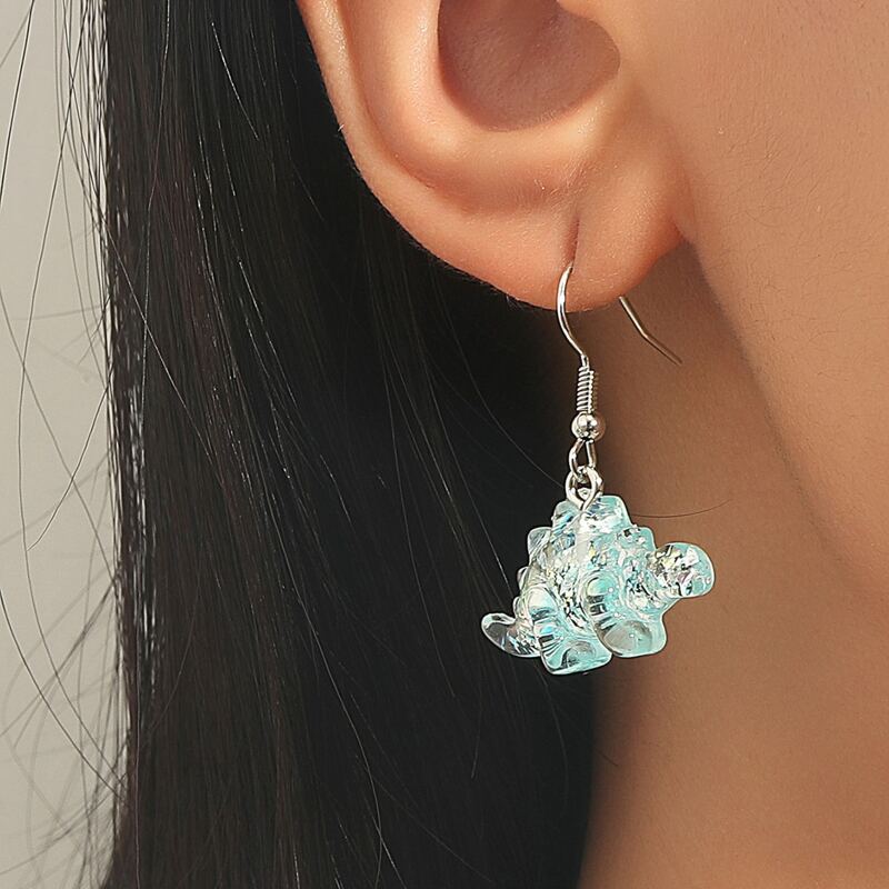 

Clear Dinosaur Charm Earrings, Blue