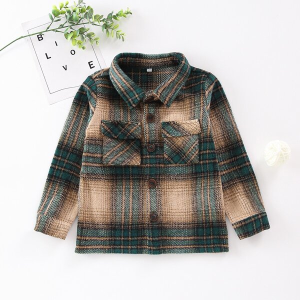

Toddler Boys Plaid Flap Pocket Tweed Coat, Multicolor