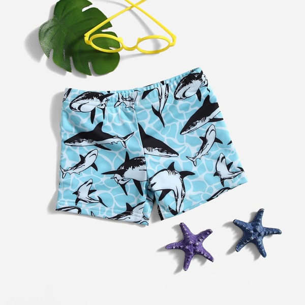 

Baby Boy Shark Print Swim Shorts, Multicolor