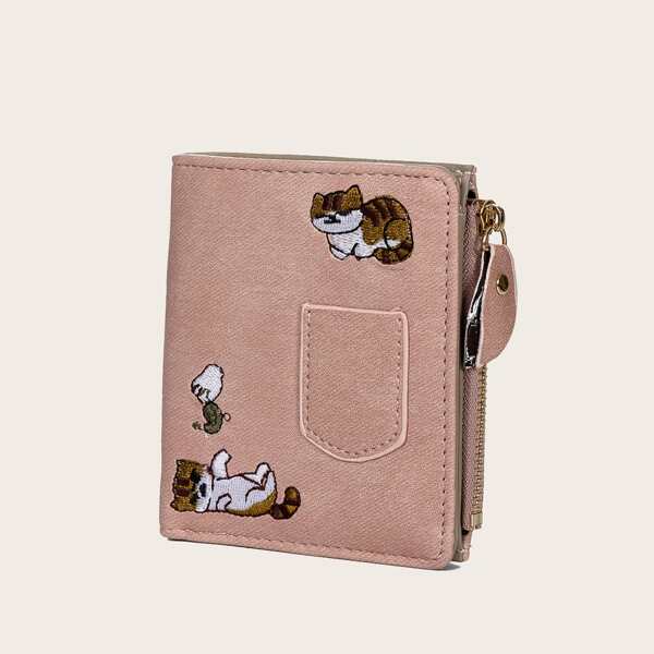 

Girls Cat Embroidery Purse, Baby blue