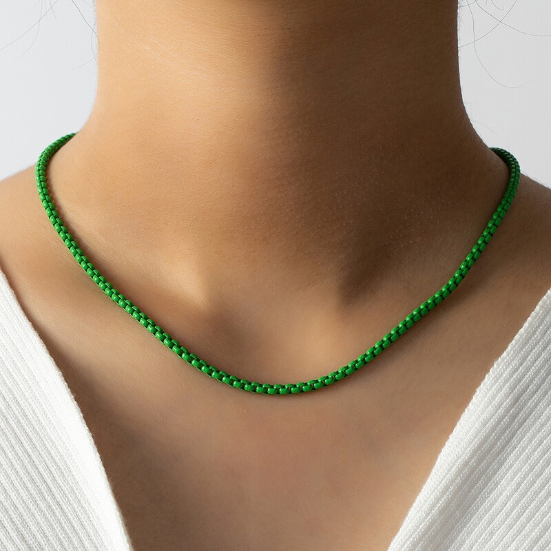 

Minimalist Chain Necklace, Green