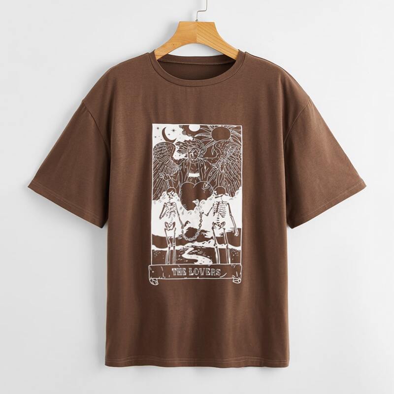 

Letter Skeleton Graphic Tee, Mocha brown