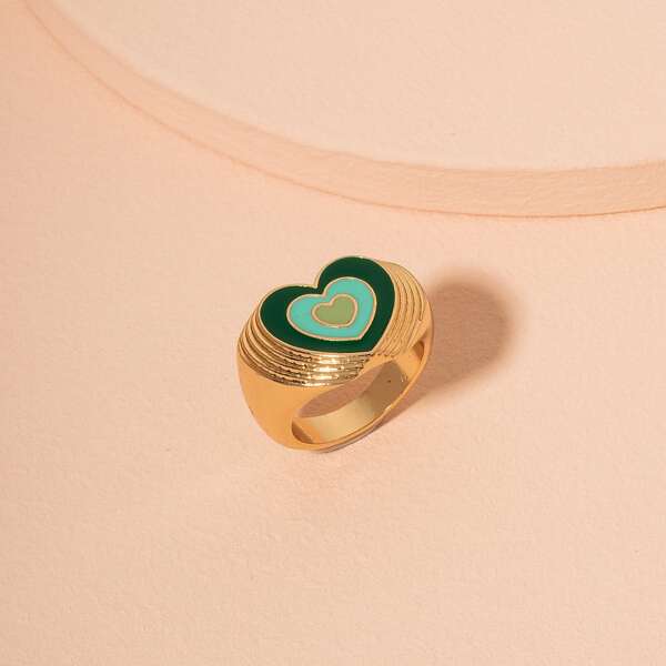 

Heart Pattern Ring, Multicolor