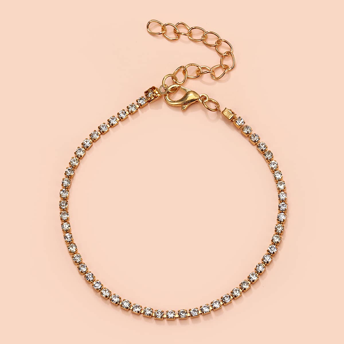 

1pc Rhinestone Anklet, Gold