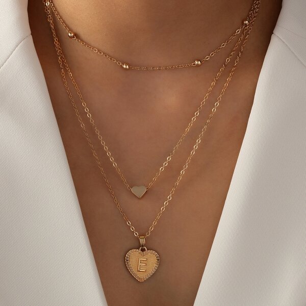 

Heart Charm Layered Necklace, Gold