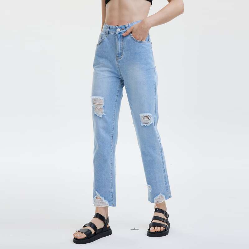 

Ripped Washed Jeans, Light wash
