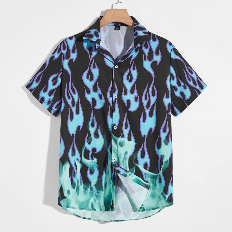 

Guys Fire Print Shirt, Multicolor