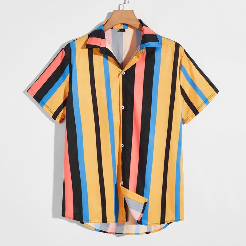 

Guys Striped Button Front Shirt, Multicolor