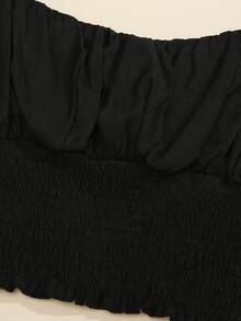 Top de tirantes corto pecho con fruncido bajo fruncido - Negro - Ver 4
