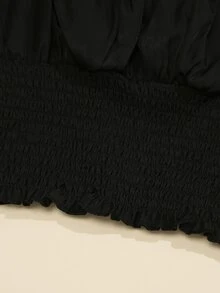 Top de tirantes corto pecho con fruncido bajo fruncido - Negro - Ver 5