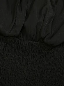 Top de tirantes corto pecho con fruncido bajo fruncido - Negro - Ver 6