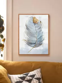 3pcs Flower & Feather Print Unframed Painting - Multicolor - View 5