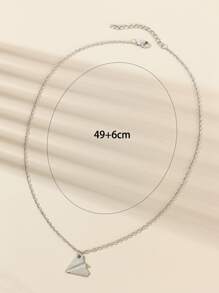 Paper Airplane Charm Necklace - Silver - View 3