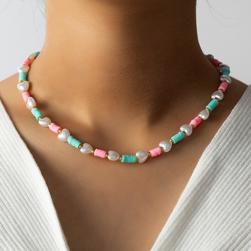 

Faux Pearl Beaded Necklace, Multicolor