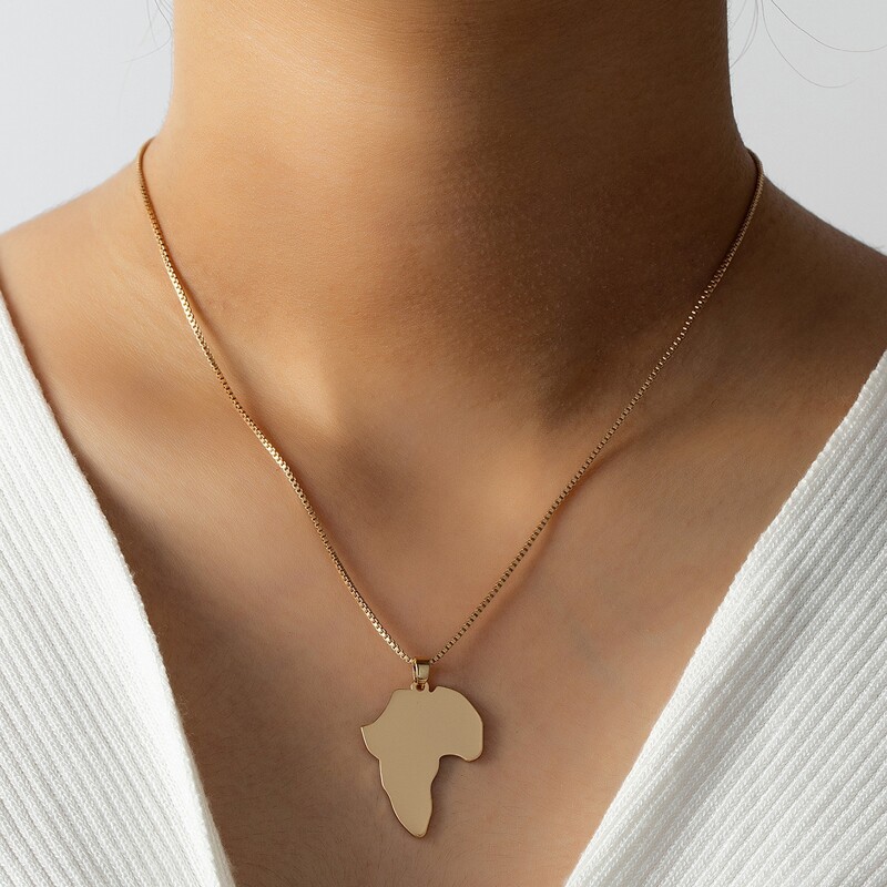 

Map of Africa Decor Chain Necklace, Gold