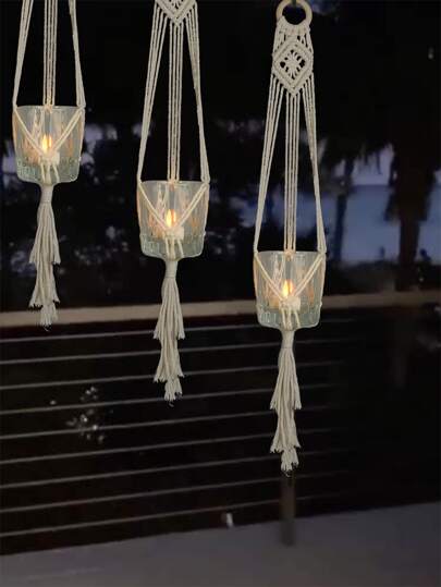 1pc Woven Plant Hanger,Creative Boho Multifunctional Solid Macrame Plant Hanger,Home Decor ,Room Decor,Wall Decor Gifts Birthday Graduation