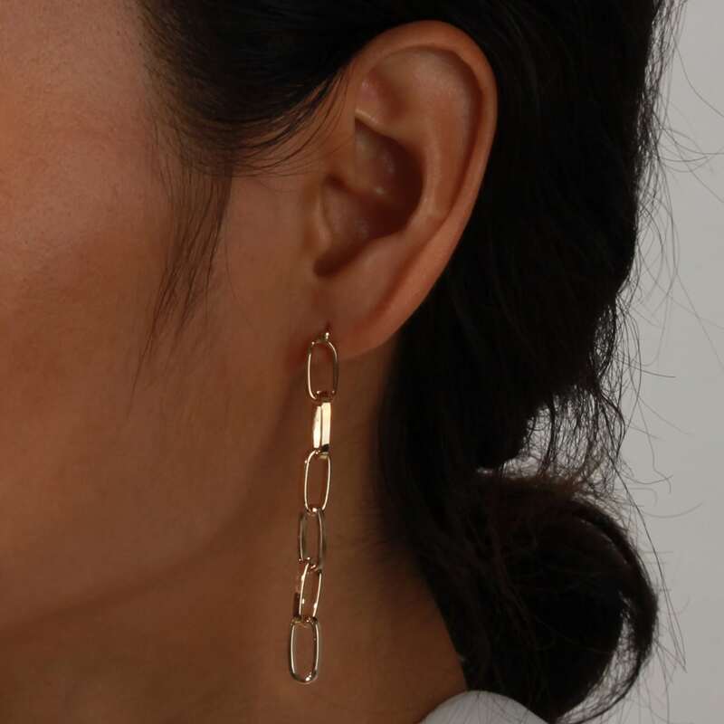 

Chain Design Earrings, Gold