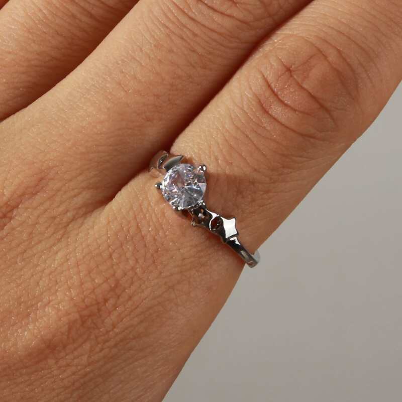 

1pc Rhinestone Ring, Silver