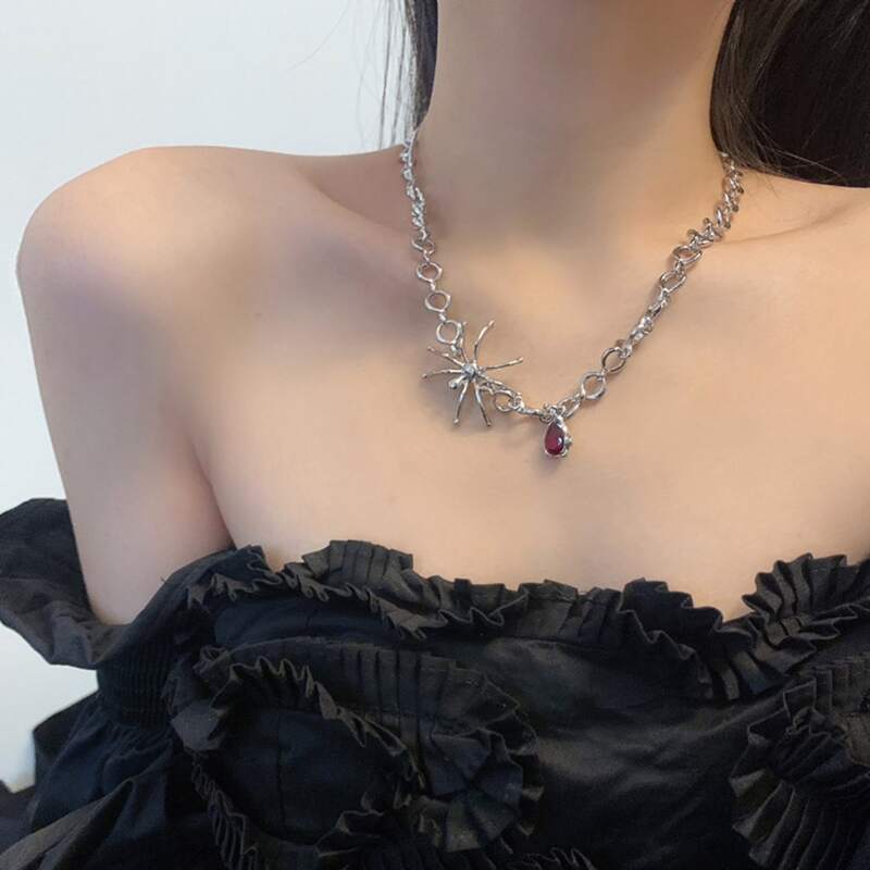 

Spider Decor Chain Necklace, Silver