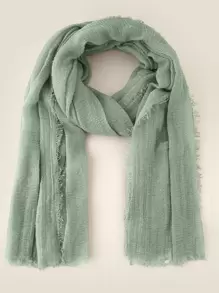 1 件装原始下摆纯色围巾，适合日常生活，适合户外，四季头带，柔软头巾，冬季秋季，长袍配饰，女士面纱 - 綠色 - 查看 1