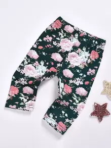 Baby Girl Ruffle Bodysuit & Floral Trousers & Headband - Multicolor - View 3