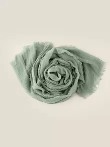 1 件装原始下摆纯色围巾，适合日常生活，适合户外，四季头带，柔软头巾，冬季秋季，长袍配饰，女士面纱 - 綠色 - 查看 3