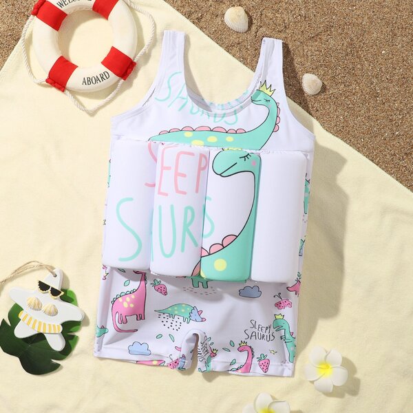 

Toddler Girls Cartoon Graphic Float One Piece Swimsuit, Multicolor