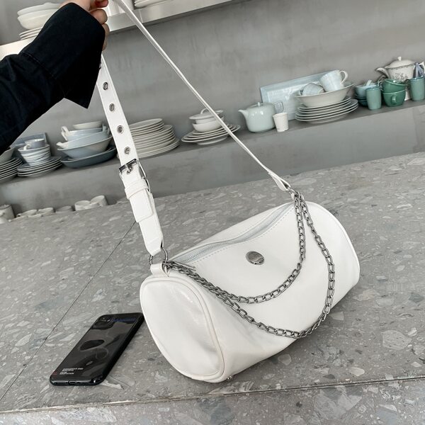 

Eyelet Buckle Decor Crossbody Bag, Beige