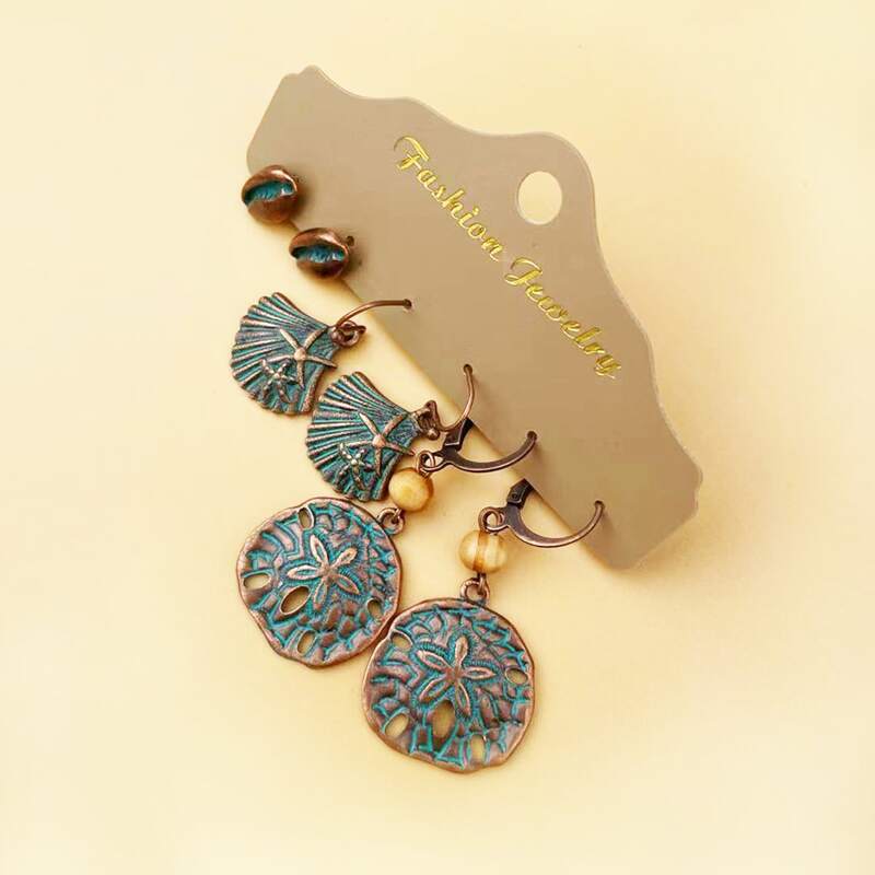 

3pairs Shell Decor Earrings, Multicolor