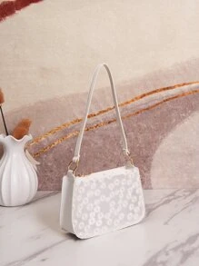 Waterproof,Lightweight,Business Casual Clear Flower Embroidery Square Bag For Teen Girls Women College Students,Rookies & White-Collar Workersfor Office,College,Work ,Business,Commute, Perfect For Music Festival