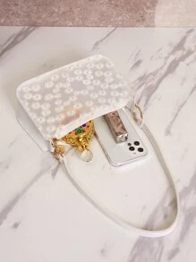 Waterproof,Lightweight,Business Casual Clear Flower Embroidery Square Bag For Teen Girls Women College Students,Rookies & White-Collar Workersfor Office,College,Work ,Business,Commute, Perfect For Music Festival