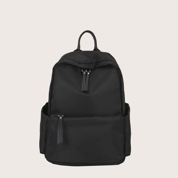 

Minimalist Double Zipper Backpack, Black