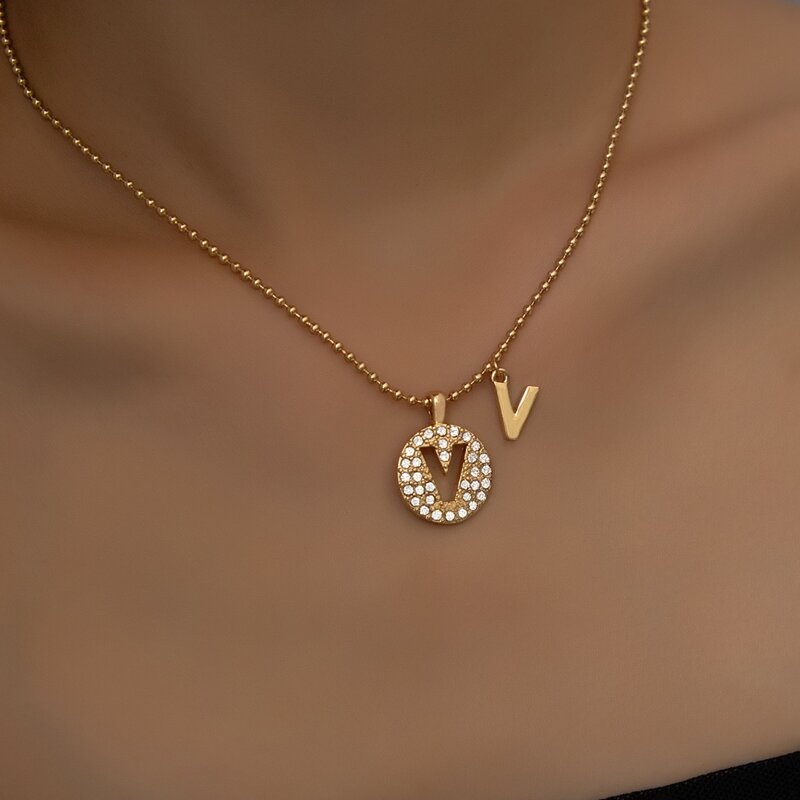 

Letter Decor Chain Necklace, Gold