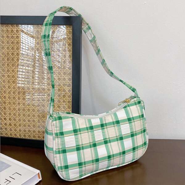 

Plaid Pattern Shoulder Bag, Multicolor