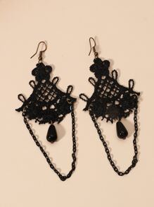 釘珠耳墜 - 黑色 - 查看 2