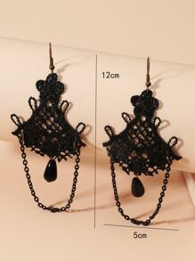 釘珠耳墜 - 黑色 - 查看 3