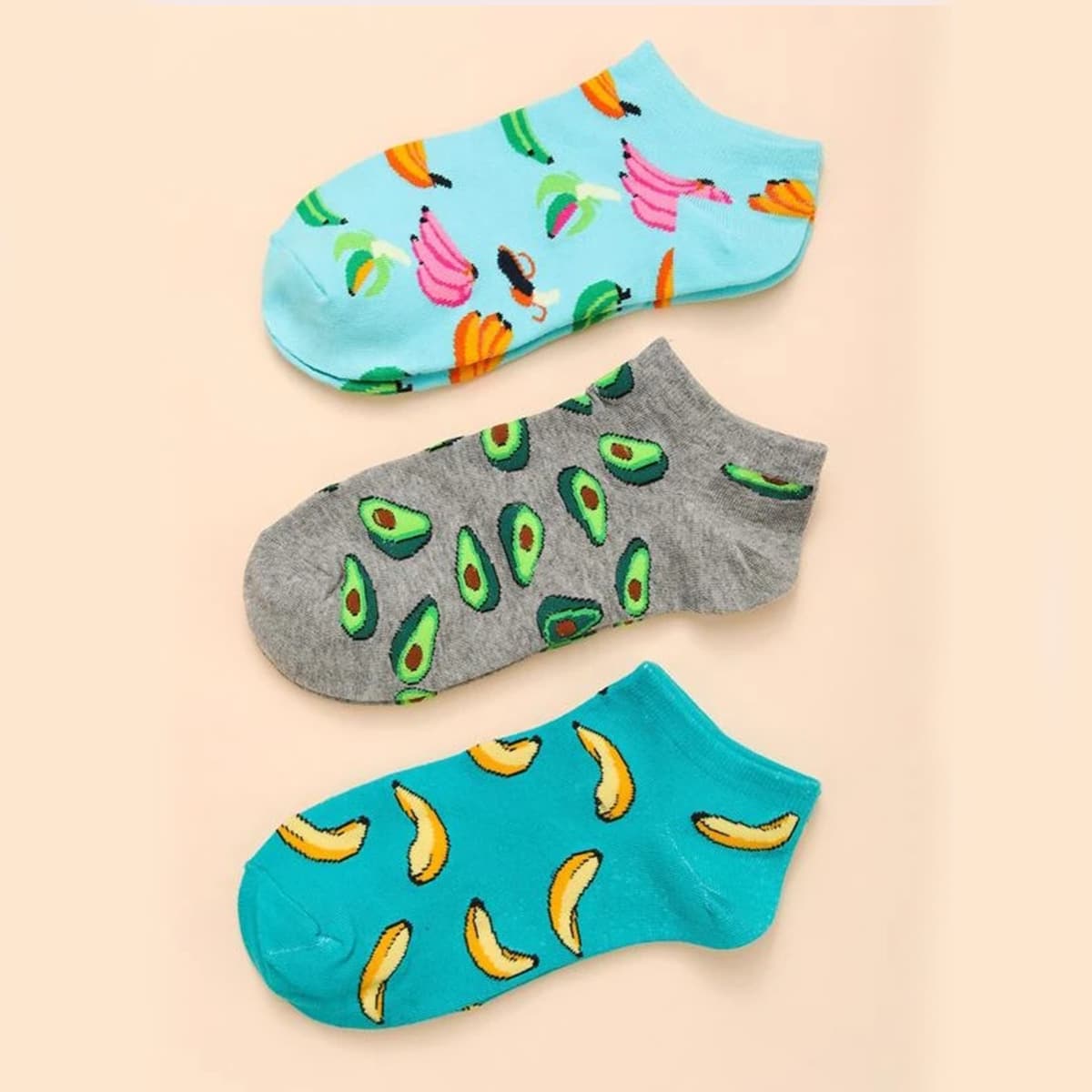 

3pairs Fruit Pattern Ankle Socks, Multicolor